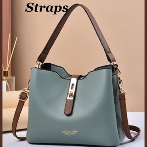 Vesasan Gaohn Green and Brown Shoulder/ Crossbody Bag with Faux Leather NWOT